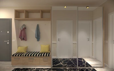 Design Interior Hol de Intrare cu Bancuta - Apartament Bucuresti
