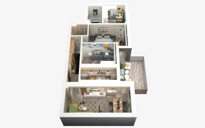 Proiect Amenajare Interioara 3D Apartament 3 Camere Bucuresti