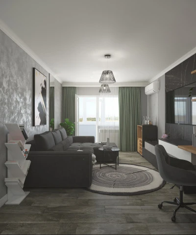 Design Interior Living Negru Apartament Constanta